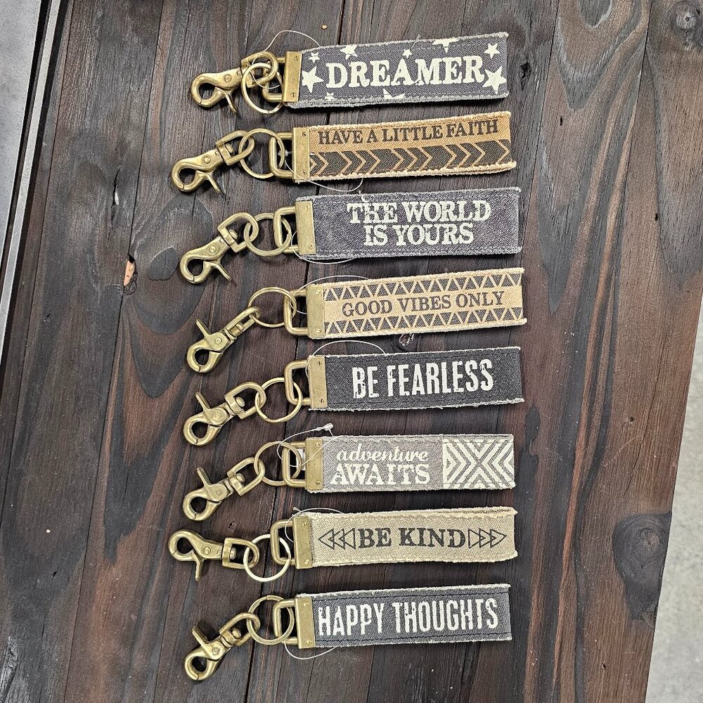 Looped Canvas Keychain – 8 Inspirational Sentiments
